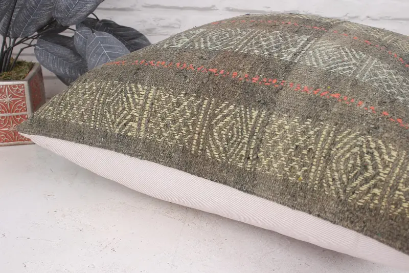 Pillow for Sofa, Home Decor Pillow, Pillow Case, 20x20 Beige Cushion Cover, Boho Throw Cushion Case, Handmade Kilim Cushion, Authentic Pillow Sham - 6