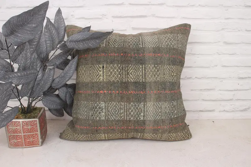 Pillow for Sofa, Home Decor Pillow, Pillow Case, 20x20 Beige Cushion Cover, Boho Throw Cushion Case, Handmade Kilim Cushion, Authentic Pillow Sham - 1