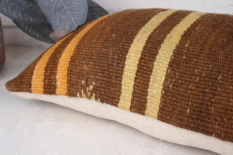 12x20 Brown Pillow Cover, Cotton Pillow Sham, Throw Kilim Pillow, Vintage Kilim Throw Pillow, Patio Cushion, Pillow Case, Pillow for Couch - 6