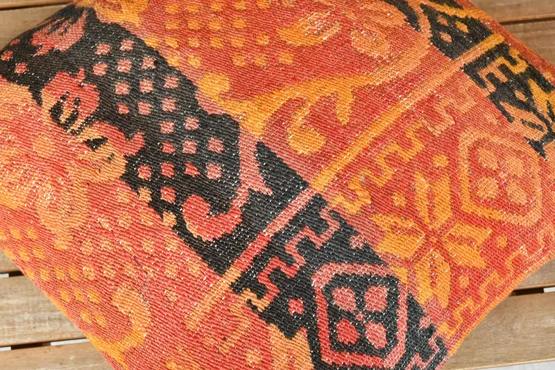 Kilim Cushion Sham, Pillow for Couch, Authentic Pillow Sham, 18x18 Orange Cushion, Pillow Cover, Turkish Pillow, Armchair Cushion - 5