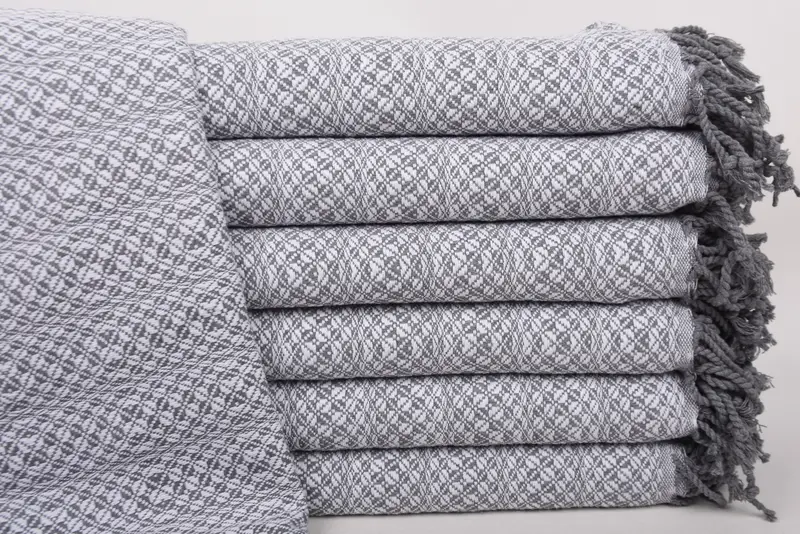 Bridesmaid Gift White Geometric Personalized Turkish Towel, 70x40 Inches