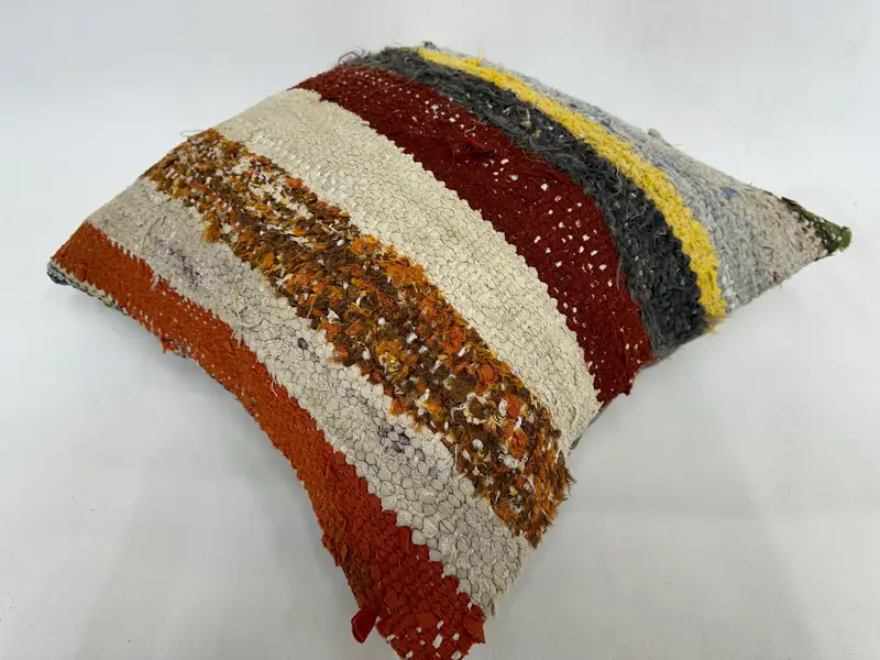 Wool Kilim Pillow Cushion, Kilim Pillow Cover, Couch Pillow Case, Antique Pillows, 20x20 Yellow Cushion Case, Pillow Cover, Home Decor Pillow - 6