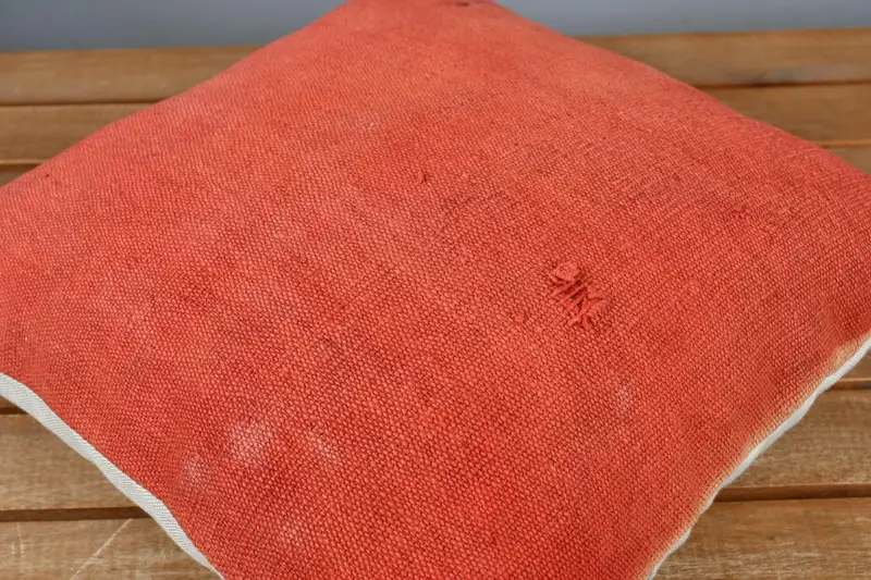 Pillow Cover, Personalized Gift Pillow Pillow Cover, Pillow for Couch, Turkish Kilim Pillow, 14x14 Red Pillow Cover, Vintage Kilim Throw Pillow - 3
