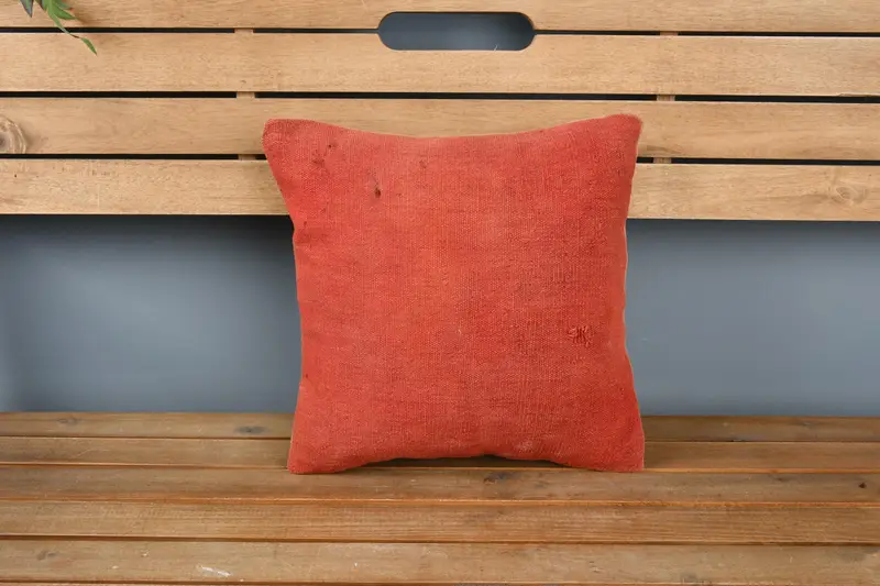 Pillow Cover, Personalized Gift Pillow Pillow Cover, Pillow for Couch, Turkish Kilim Pillow, 14x14 Red Pillow Cover, Vintage Kilim Throw Pillow - 6