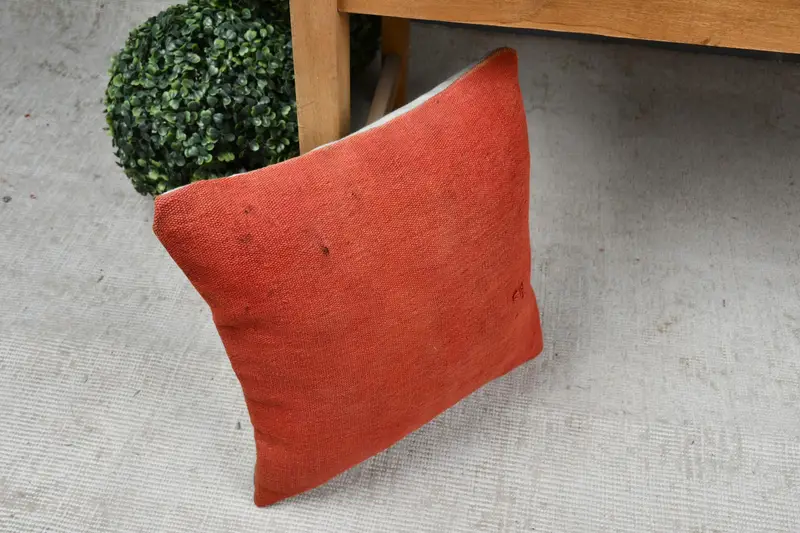 Pillow Cover, Personalized Gift Pillow Pillow Cover, Pillow for Couch, Turkish Kilim Pillow, 14x14 Red Pillow Cover, Vintage Kilim Throw Pillow - 7