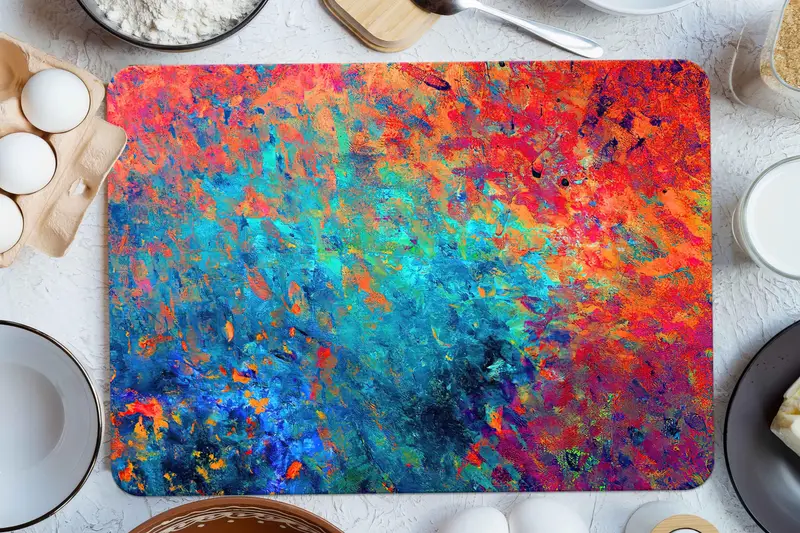 Tabla de cortar de vidrio colorida moderna con diseño de seguridad templado