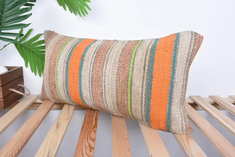 Home Decor Pillow, Boho Pillow Sham Cover, Retro Pillow Case, Interior Designer Pillow, 12x24 Orange Cushion, Cushion Case - 5