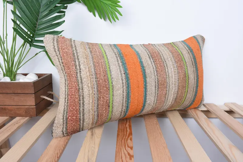 Home Decor Pillow, Boho Pillow Sham Cover, Retro Pillow Case, Interior Designer Pillow, 12x24 Orange Cushion, Cushion Case - 4