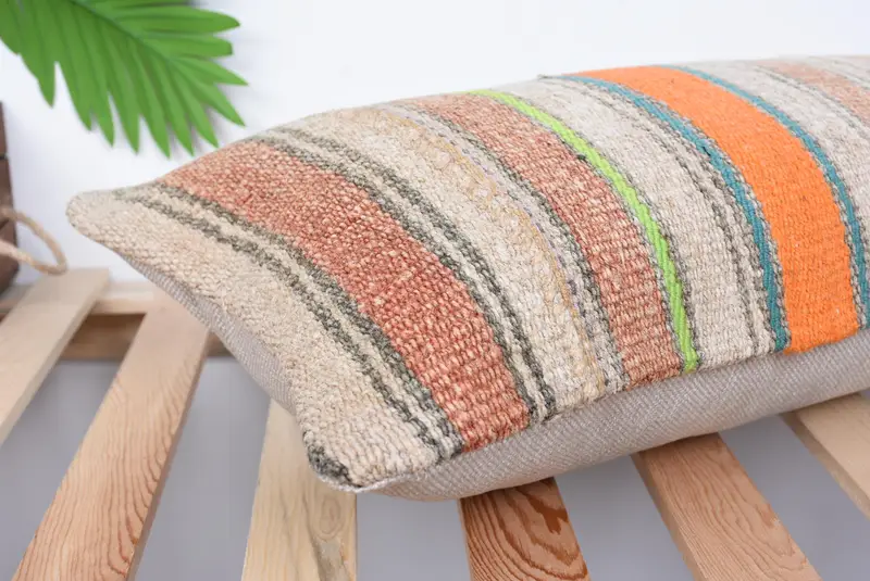 Home Decor Pillow, Boho Pillow Sham Cover, Retro Pillow Case, Interior Designer Pillow, 12x24 Orange Cushion, Cushion Case - 6