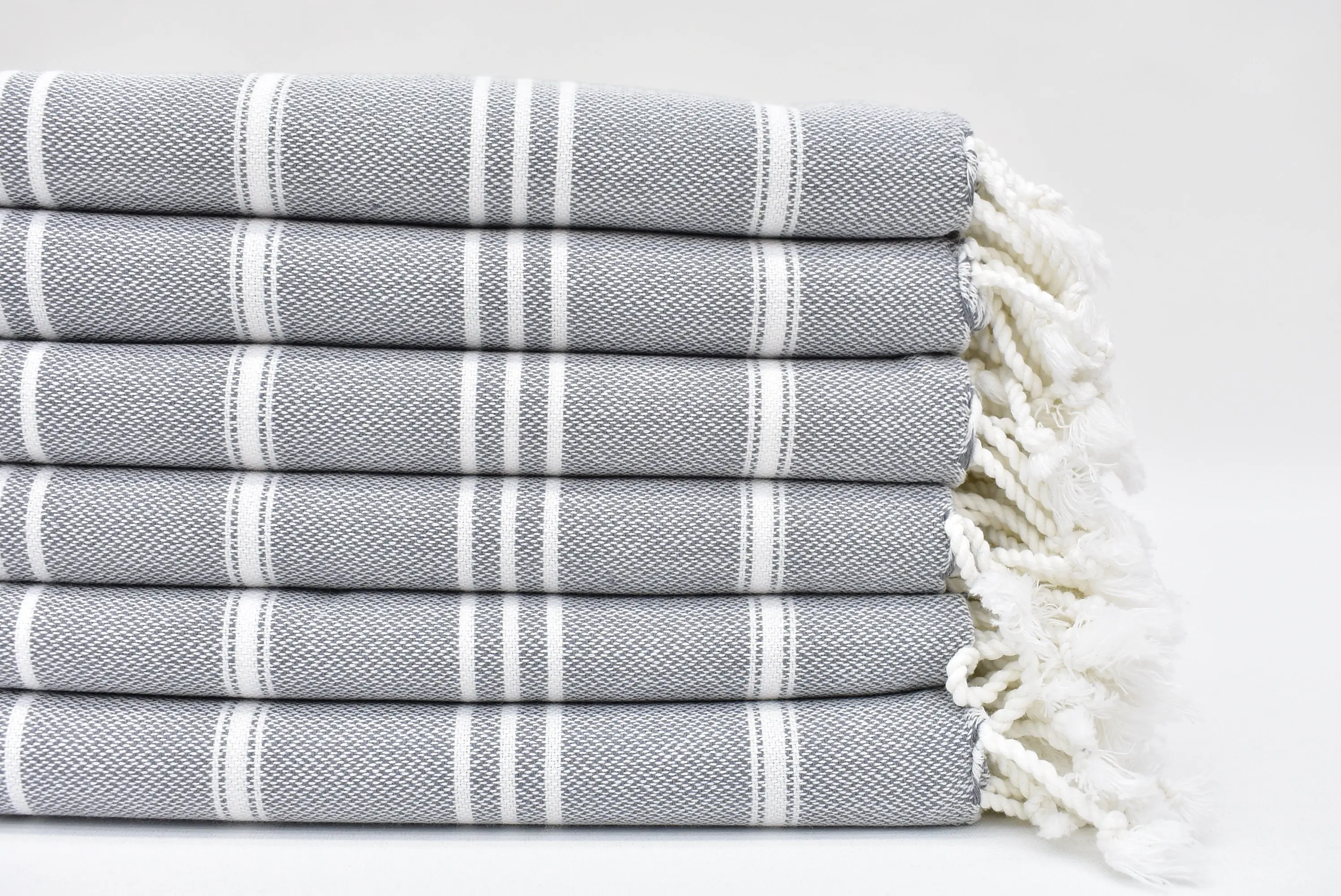 Turkish Towel Hand Towel Gray Striped Dish Towel, 40x24 Inches - 1