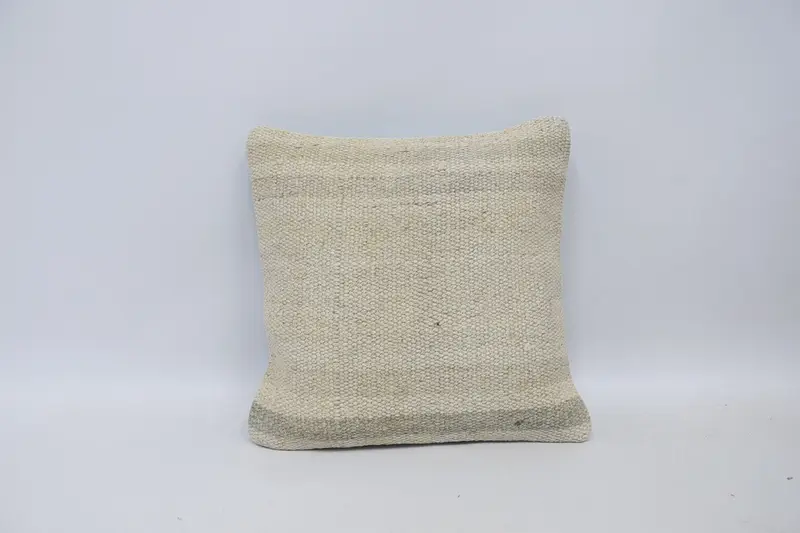 Handmade Cushion Case, Pillow Cover, Car Cushion Case, Kilim Cushion Sham, Vintage Kilim Pillow, Pillow for Sofa, 16x16 White Pillow Sham - 1