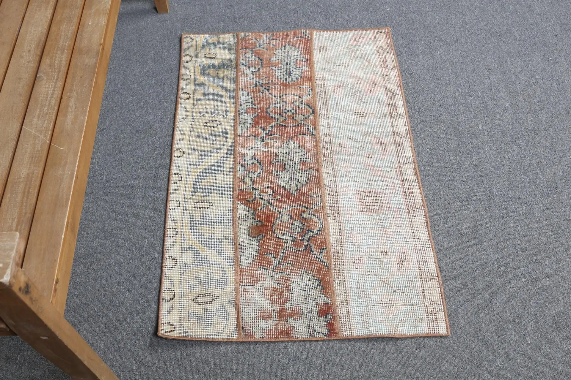 Vintage Turkish Rug, 2.1x3.2 ft Small Rug, Brown White Abstract Rug - 1