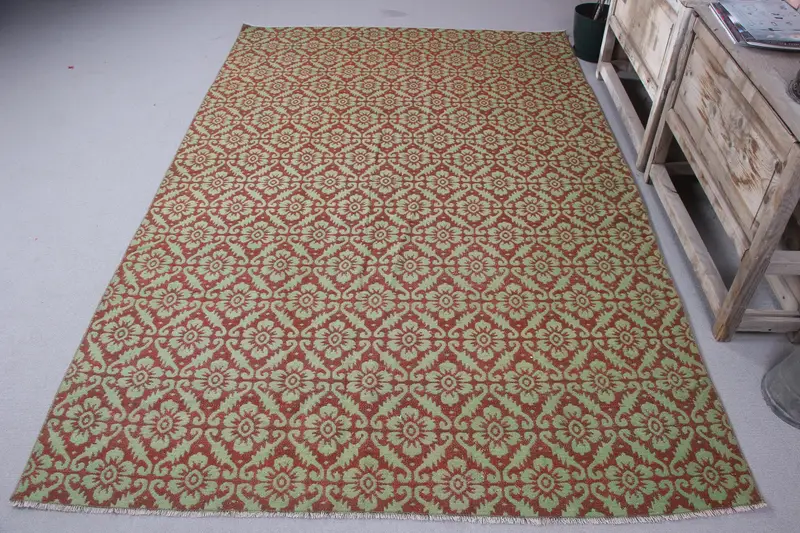 Grün-lila Tarnteppich, 5,5 x 8,6 Fuß, schickes Dekor