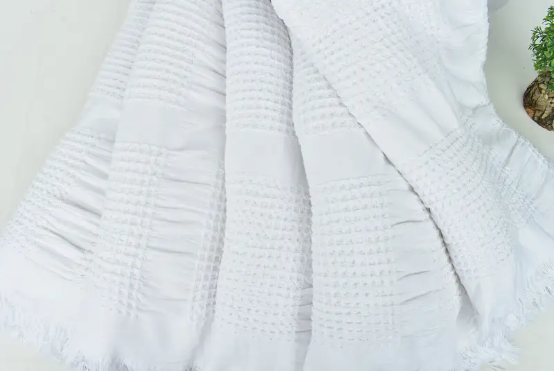 Bridesmaid Gifts, Turkish Cotton Throw Blanket, 96x88 Cotton Waffle Towel, Turkish Bedspread, Memorial Gift, Bedspread, Wedding Favors - 4