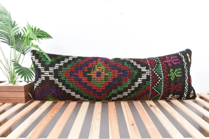 Boho Pillow, Cushion Cover, Interior Designer Pillow, Retro Pillow Sham, Oriental Cushion Case, 16x48 Green Pillow Case, Pillow for Sofa - 1