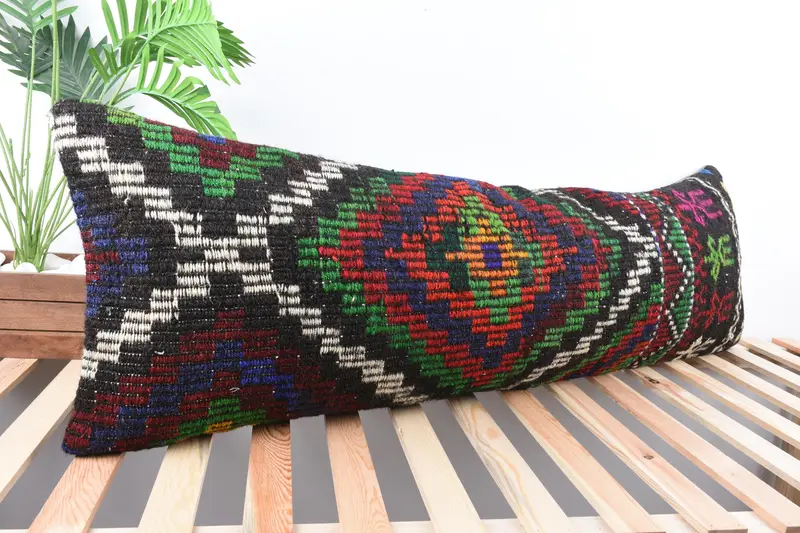 Boho Pillow, Cushion Cover, Interior Designer Pillow, Retro Pillow Sham, Oriental Cushion Case, 16x48 Green Pillow Case, Pillow for Sofa - 4