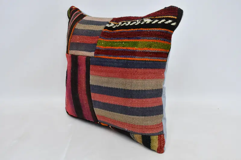 Cushion Case, Turkish Pillow, Lounge Throw Cushion Cover, Vintage Kilim Pillow, 20x20 Pink Cushion Cover, Ethnical Kilim Rug Pillow - 4