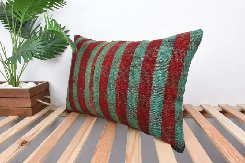 Tribal Pillow Case, 16x24 Red Cushion, Kilim Cushion Sham, Sofa Pillow, Throw Kilim Pillow, Kilim Pillow, Pillow Cover, Anatolian Pillow - 5