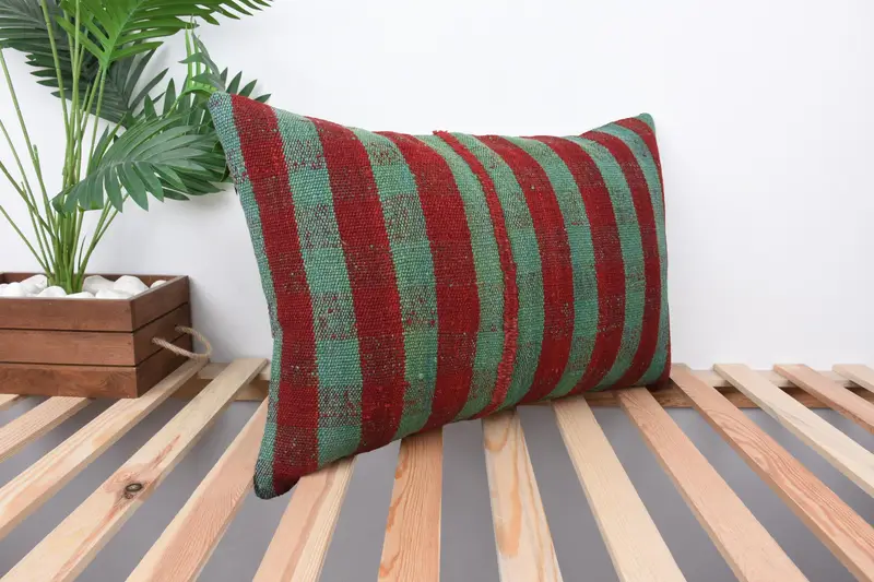 Tribal Pillow Case, 16x24 Red Cushion, Kilim Cushion Sham, Sofa Pillow, Throw Kilim Pillow, Kilim Pillow, Pillow Cover, Anatolian Pillow - 4