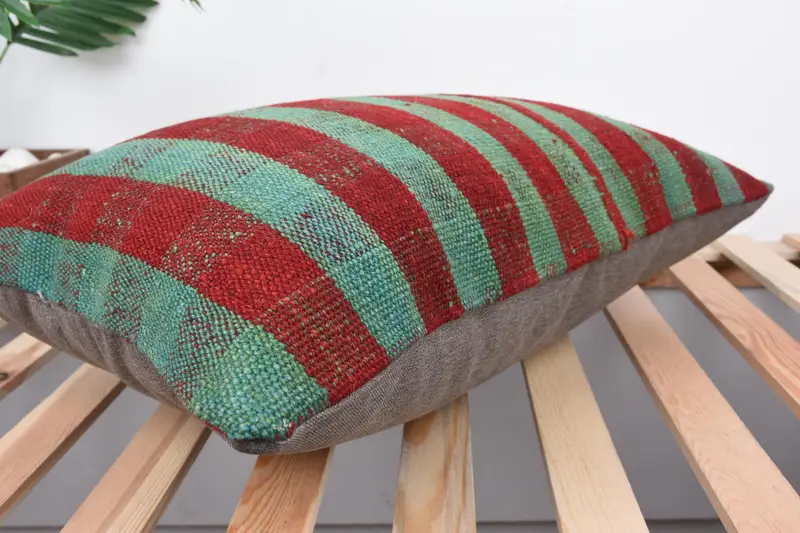 Tribal Pillow Case, 16x24 Red Cushion, Kilim Cushion Sham, Sofa Pillow, Throw Kilim Pillow, Kilim Pillow, Pillow Cover, Anatolian Pillow - 6