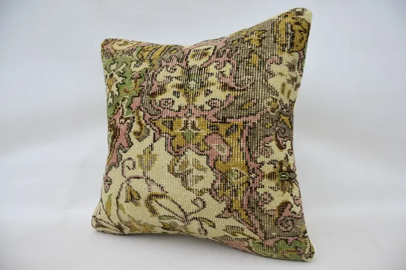 Vintage Kilim Pillow, Kilim Pillow Cover, Ethnic Throw Cushion Cover, Turkish Pillow, Pillow Sham, Accent Cushion Cover, 24x24 Beige Cushion - 3