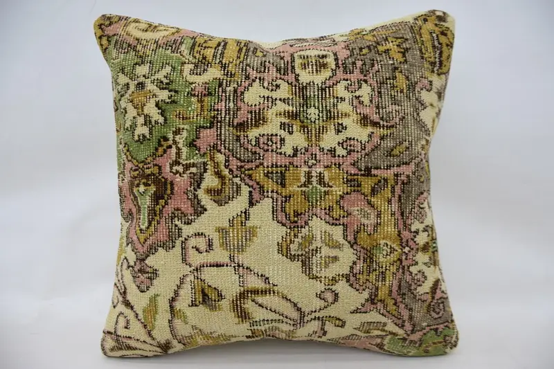 Vintage Kilim Pillow, Kilim Pillow Cover, Ethnic Throw Cushion Cover, Turkish Pillow, Pillow Sham, Accent Cushion Cover, 24x24 Beige Cushion - 4
