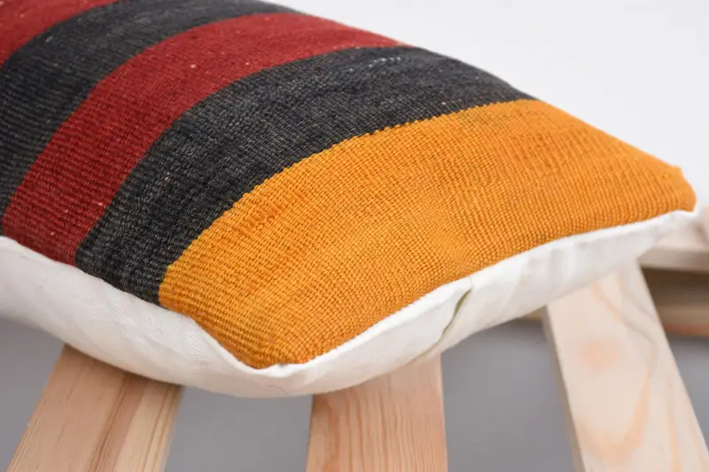 Boho Pillow, Cushion, Ethnical Kilim Rug Pillow, Antique Pillows, 8x16 Red Pillow, Neutral Throw Pillow Case, Ottoman Cushion - 7