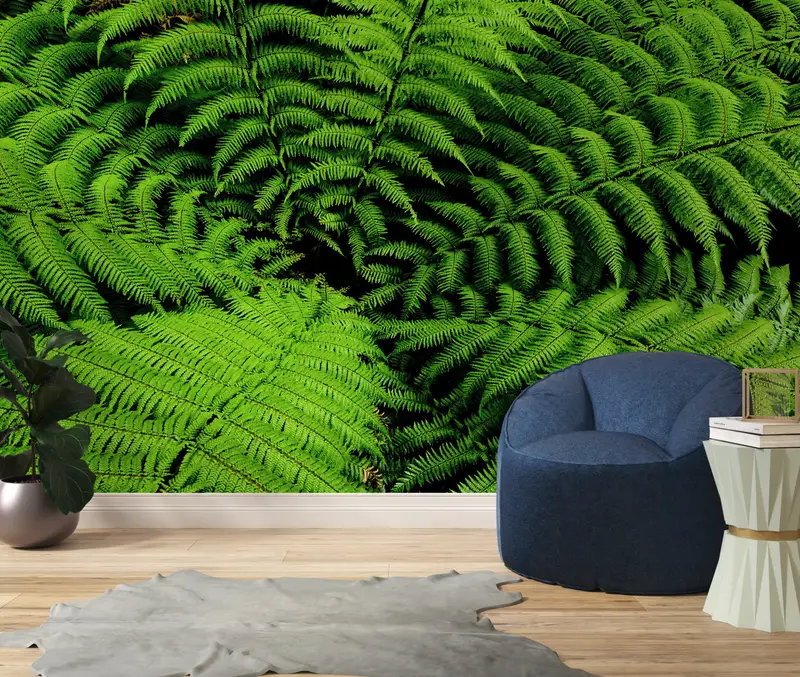 Elegante bedruckte Tapete mit Schildfarn: Pteridophyte Green Elegance