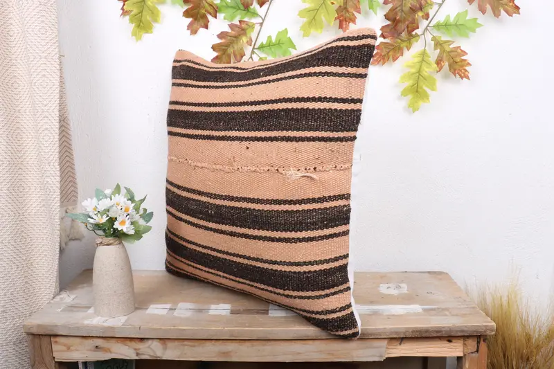 20x20 Orange Pillow Cover, Turkish Pillow, Vintage Throw Pillow Sham, Boho Pillow Sham Cover, Throw Kilim Pillow, Cushion - 4