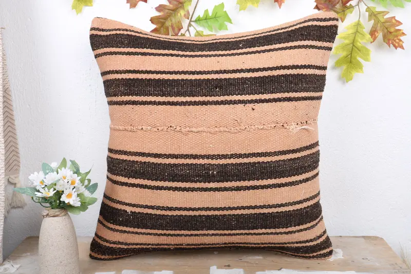 20x20 Orange Pillow Cover, Turkish Pillow, Vintage Throw Pillow Sham, Boho Pillow Sham Cover, Throw Kilim Pillow, Cushion - 2