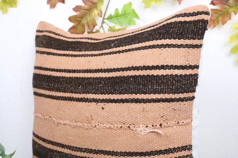 20x20 Orange Pillow Cover, Turkish Pillow, Vintage Throw Pillow Sham, Boho Pillow Sham Cover, Throw Kilim Pillow, Cushion - 5