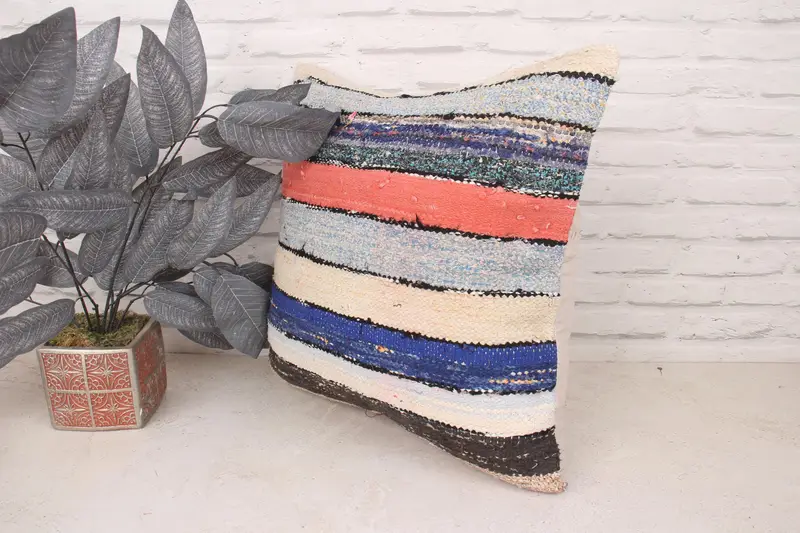 20x20 Blue Cushion, Antique Pillows, Pet Pillow Sham, Sustainable Cushion Cover, Pillow Cover, Boho Pillow, Vintage Kilim Pillow - 4
