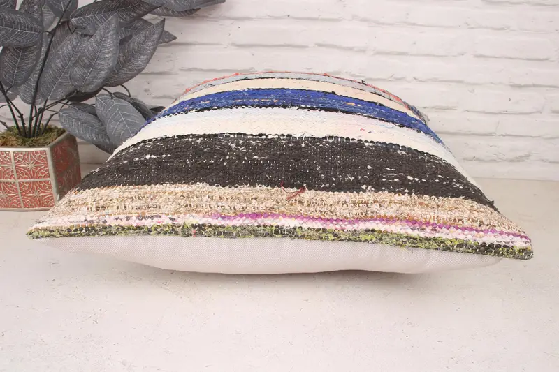 20x20 Blue Cushion, Antique Pillows, Pet Pillow Sham, Sustainable Cushion Cover, Pillow Cover, Boho Pillow, Vintage Kilim Pillow - 5