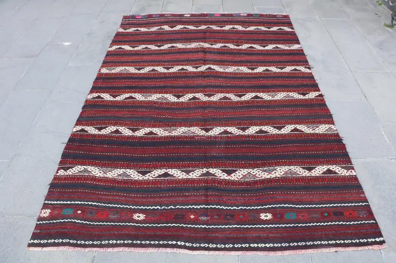 Mor İkat Halı, Mavi Desenli 5,1x7,7 ft