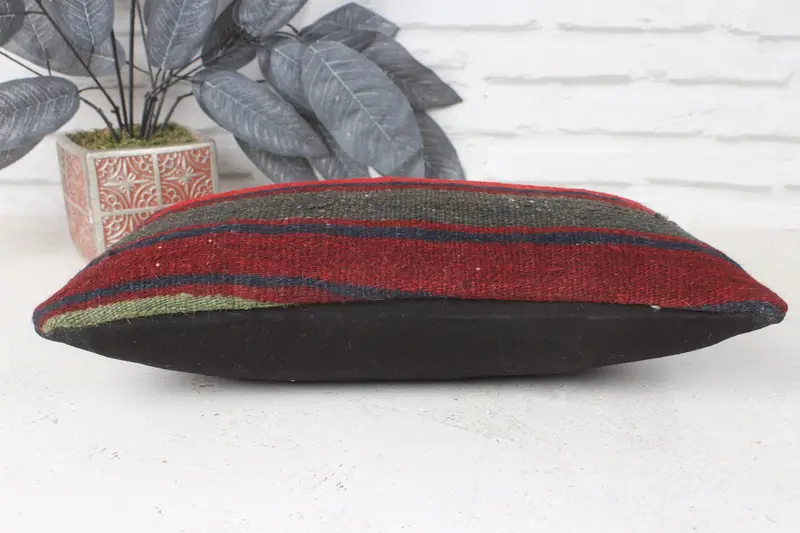 Kilim Pillow Cover, Gift Pillow, Morroccon Kilim Cushion Pillow Cover, Turkish Pillow, Cushion, 8x16 Red Pillow, Rustic Cushion Cover - 5