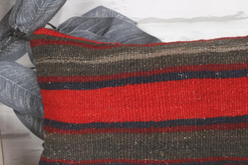 Kilim Pillow Cover, Gift Pillow, Morroccon Kilim Cushion Pillow Cover, Turkish Pillow, Cushion, 8x16 Red Pillow, Rustic Cushion Cover - 2