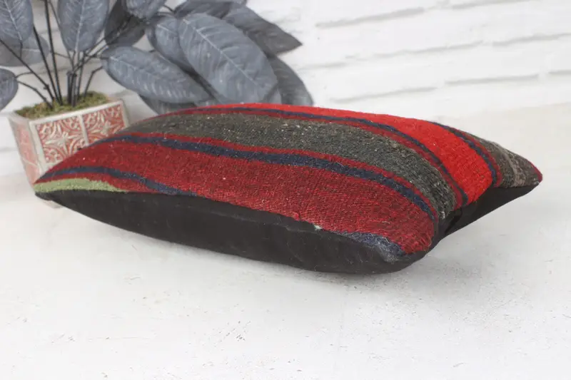 Kilim Pillow Cover, Gift Pillow, Morroccon Kilim Cushion Pillow Cover, Turkish Pillow, Cushion, 8x16 Red Pillow, Rustic Cushion Cover - 6