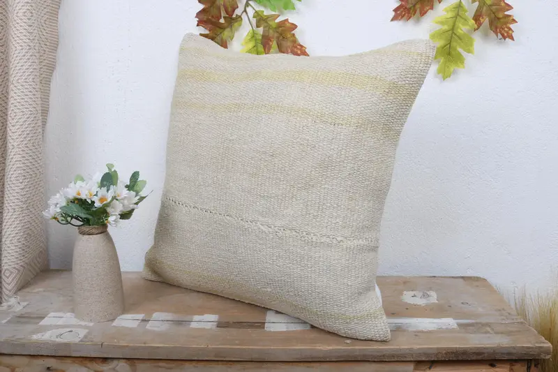 Bolster Throw Cushion Cover, Interior Designer Pillow, Kilim Cushion Sham, Pillow Cover, Boho Pillow Sham Cover, 18x18 White Cushion Cover - 4