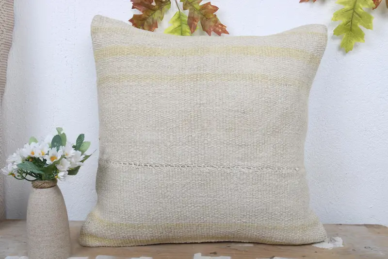 Bolster Throw Cushion Cover, Interior Designer Pillow, Kilim Cushion Sham, Pillow Cover, Boho Pillow Sham Cover, 18x18 White Cushion Cover - 2