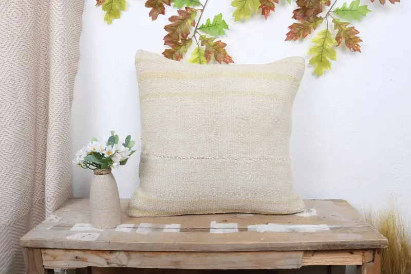 Bolster Throw Cushion Cover, Interior Designer Pillow, Kilim Cushion Sham, Pillow Cover, Boho Pillow Sham Cover, 18x18 White Cushion Cover - 1