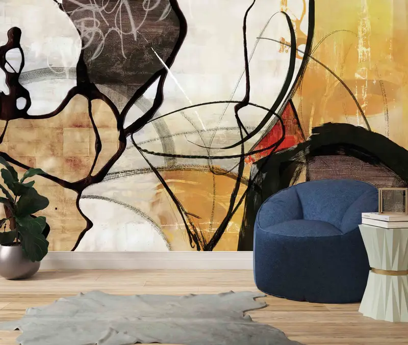 3D Wall Art, Modern Mural, Modern Abstract Paper Art, Abstract Modern Wall Print, Contemporary Wall Mural, Vinyl Wallpaper, Wall Art Decor - 4