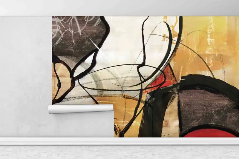 3D Wall Art, Modern Mural, Modern Abstract Paper Art, Abstract Modern Wall Print, Contemporary Wall Mural, Vinyl Wallpaper, Wall Art Decor - 1