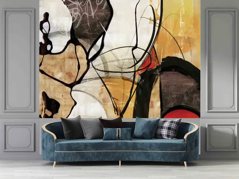 3D Wall Art, Modern Mural, Modern Abstract Paper Art, Abstract Modern Wall Print, Contemporary Wall Mural, Vinyl Wallpaper, Wall Art Decor - 2