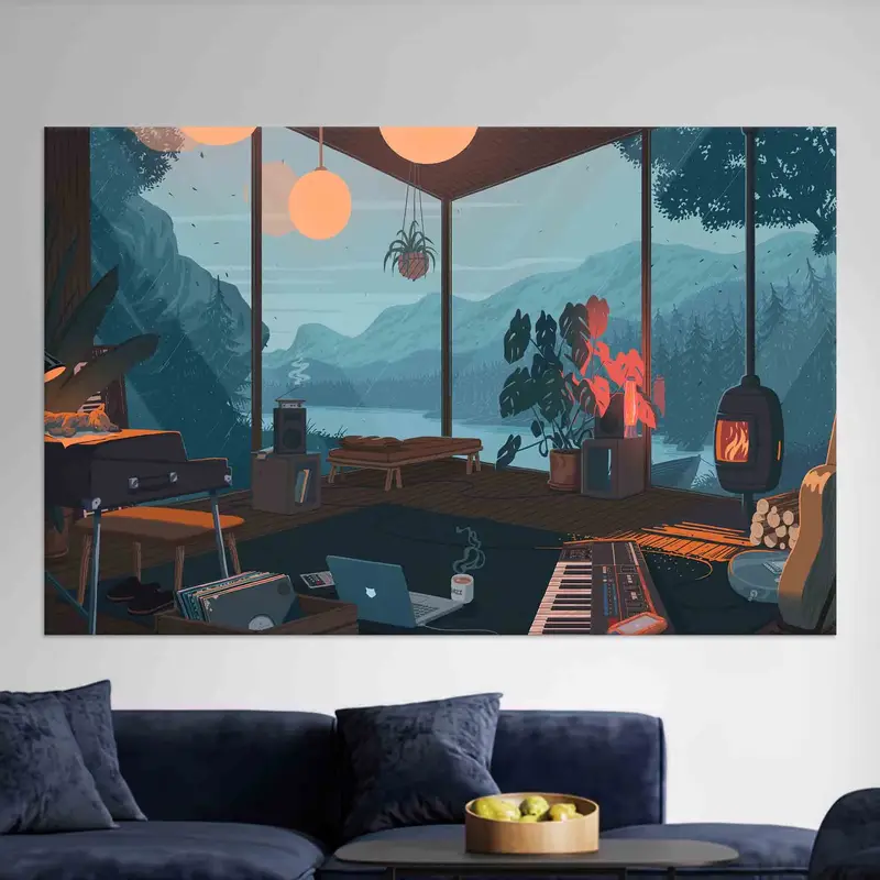 Lo-Fi-Anime-Stadt-Leinwand: Ruhiger japanischer Kunstdruck