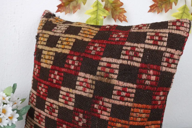 Bed Cushion Cover, 16x16 Brown Cushion, Throw Kilim Pillow, Pastel Pillow Sham, Yoga Cushion Cover, Cushion, Boho Pillow, Boho Pillow Sham Cover - 5