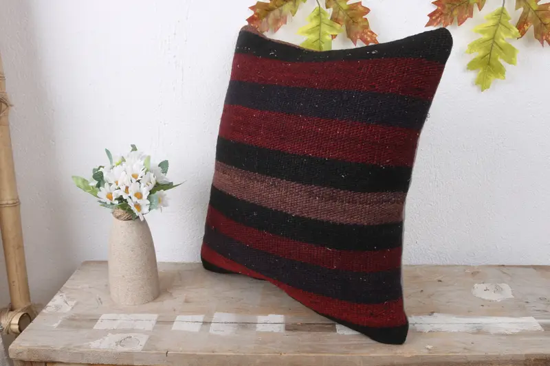 Antique Pillows, 16x16 Red Cushion Case, Nautical Throw Cushion Cover, Boho Chic Pillow, Pillow, Pillow for Couch, Kilim Pillow - 4