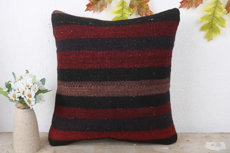 Antique Pillows, 16x16 Red Cushion Case, Nautical Throw Cushion Cover, Boho Chic Pillow, Pillow, Pillow for Couch, Kilim Pillow - 2