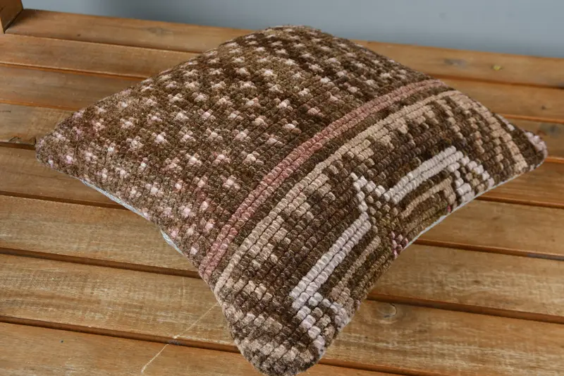 Interior Designer Pillow, Handwoven Pillow Cover Pillow Sham, Cushion Case, Home Decor Pillow, 12x12 Brown Pillow Case, Handmade Kilim Cushion - 2