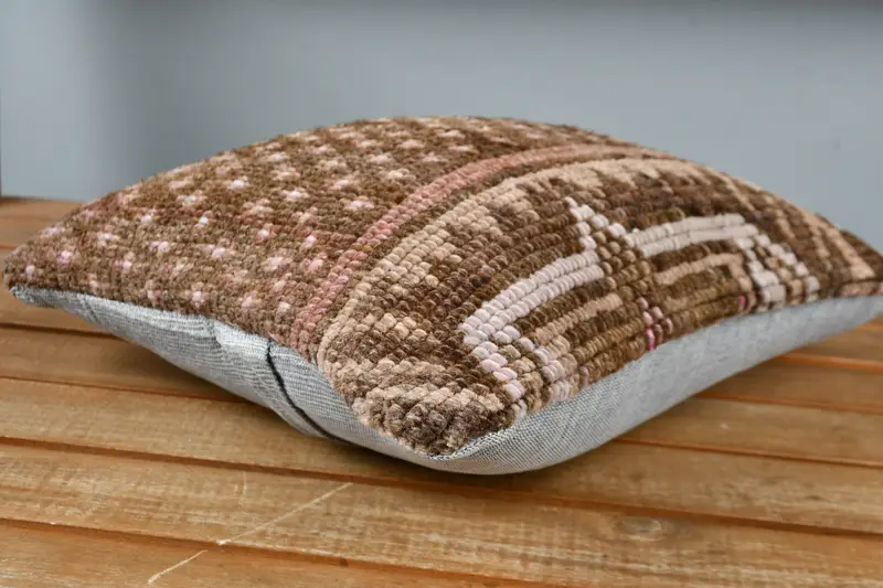Interior Designer Pillow, Handwoven Pillow Cover Pillow Sham, Cushion Case, Home Decor Pillow, 12x12 Brown Pillow Case, Handmade Kilim Cushion - 3