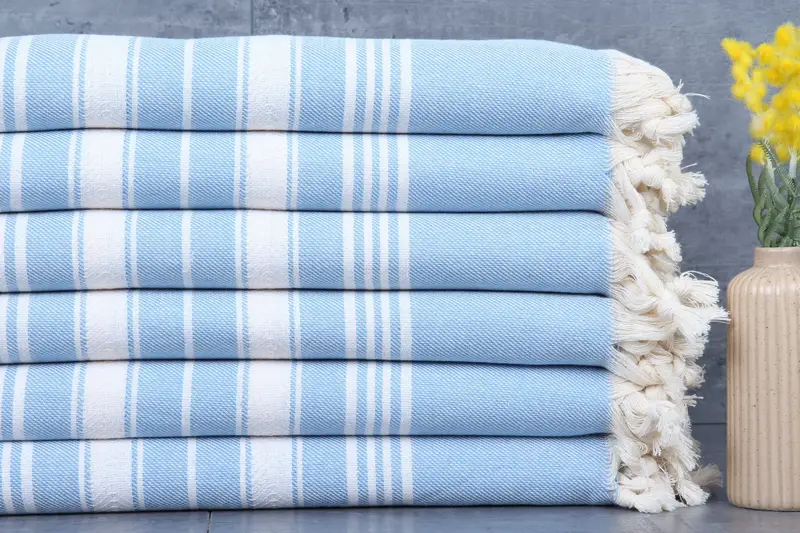 Wedding Gift Towels Organic Cotton Blue Chevron Beach Towel, 40x71 Inches
